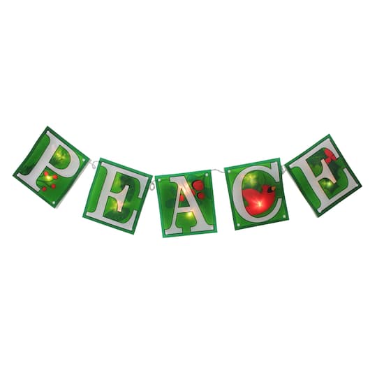4.5ft. Shimmering Green Lighted Peace Garland